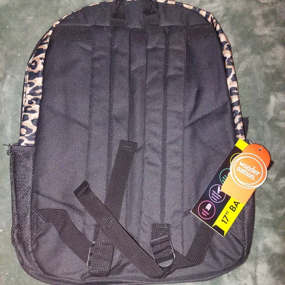 Leopard Print Backpack in Beige and Black - Picture 3 of 9